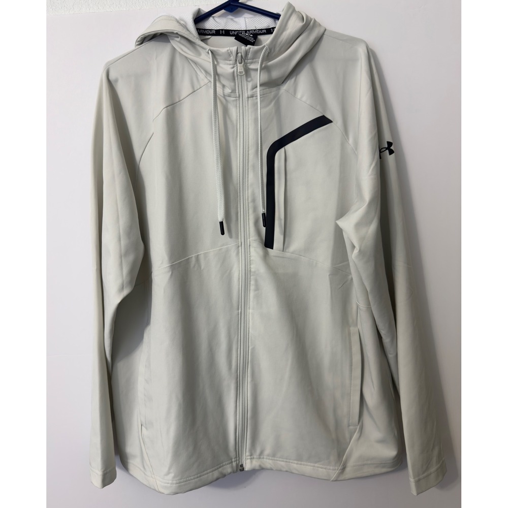Under Armour Hooded Jacket Mens Large Gray Full Zip Stretch Athleisure Gorpcore